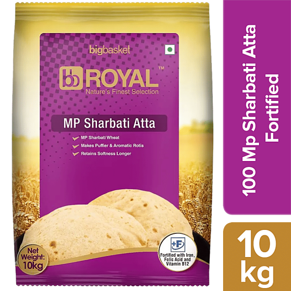 bb Royal Superior-Mp-Sharbati-Atta/Godihittu - Fortified, 10 kg Pouch