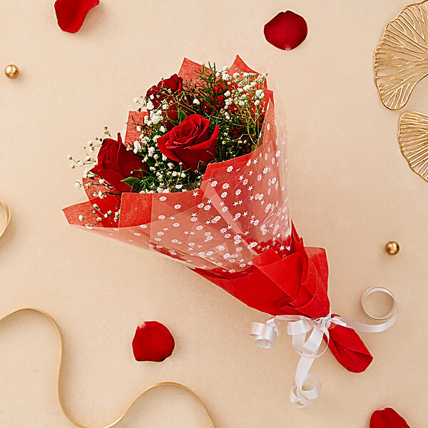 The Floral Portrait 3 Stem Red Rose Bouquet, 1 pc